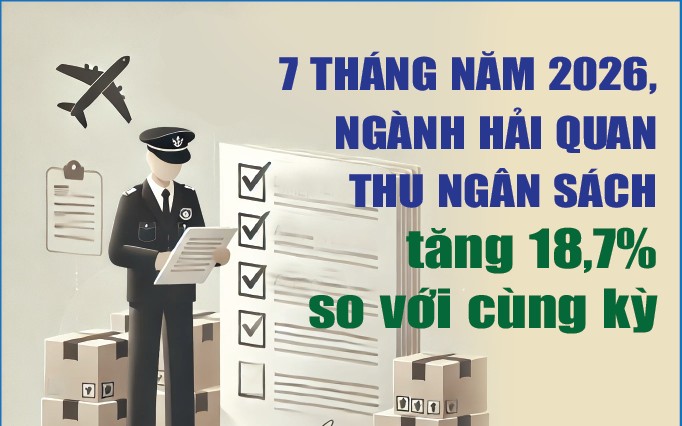 Infographics: Ngành Hải quan thu ngân sách 7 tháng đạt 309.994 tỷ đồng
