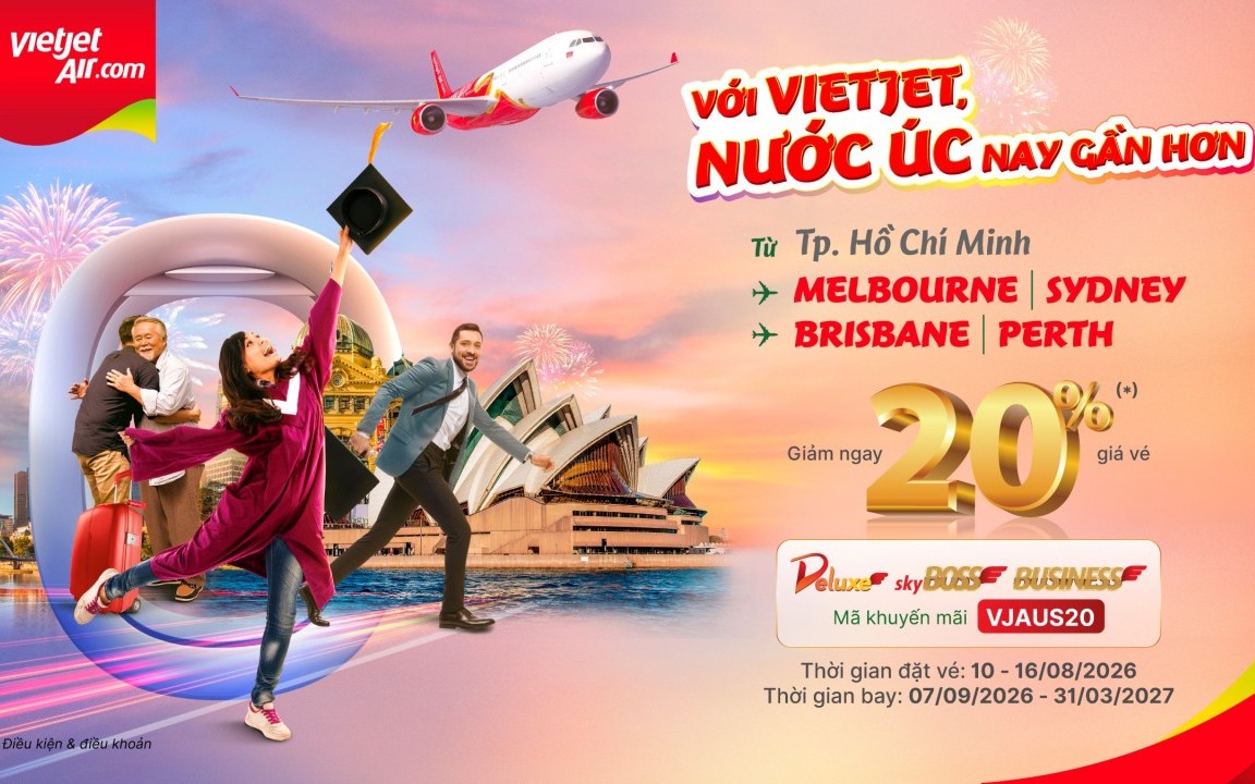 Cùng Vietjet đến sân bay phía Tây mới của Sydney, thêm trải nghiệm du lịch hấp dẫn tại “xứ sở chuột túi” với ưu đãi 20%
