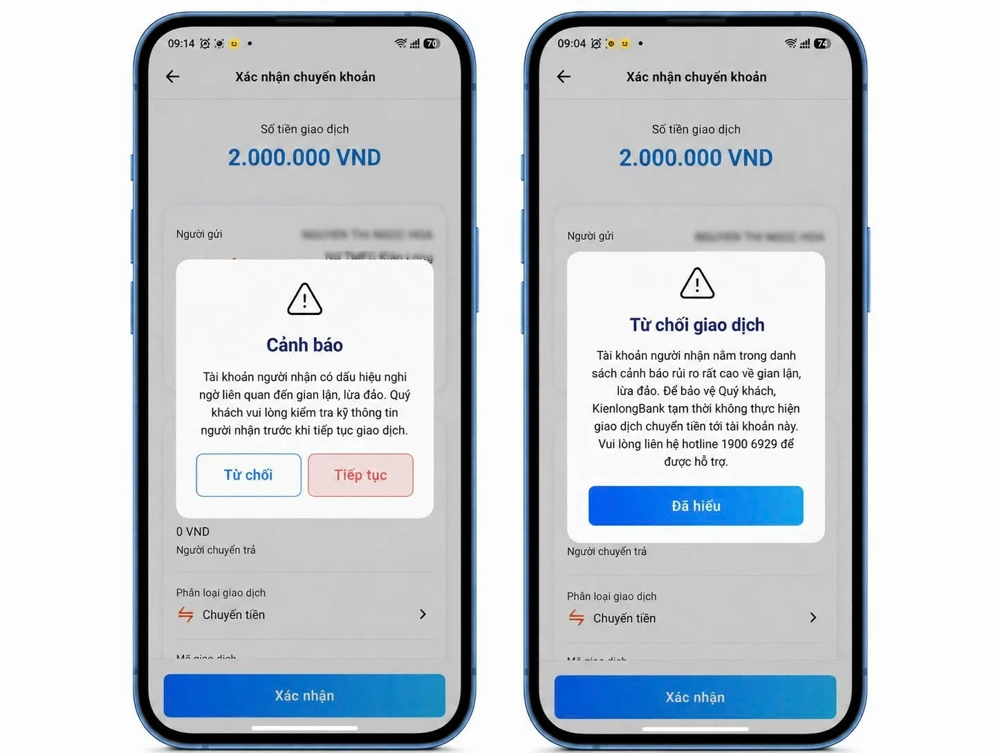 KienlongBank tăng cường lá chắn số, tự động cảnh báo và chặn giao dịch khi phát hiện tài khoản thụ hưởng có dấu hiệu gian lận KienlongBank tăng cường lá chắn số, tự động cảnh báo và chặn giao dịch khi phát hiện tài khoản thụ hưởng có dấu hiệu gian lận