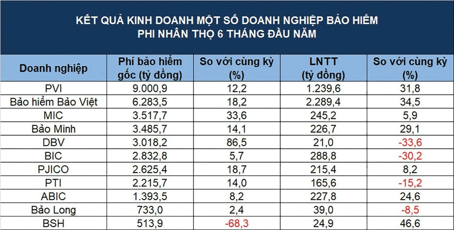Phí bảo hiểm gốc tăng tốc mùa bán niên, lợi nhuận phân hóa mạnh Phí bảo hiểm gốc tăng tốc mùa bán niên, lợi nhuận phân hóa mạnh