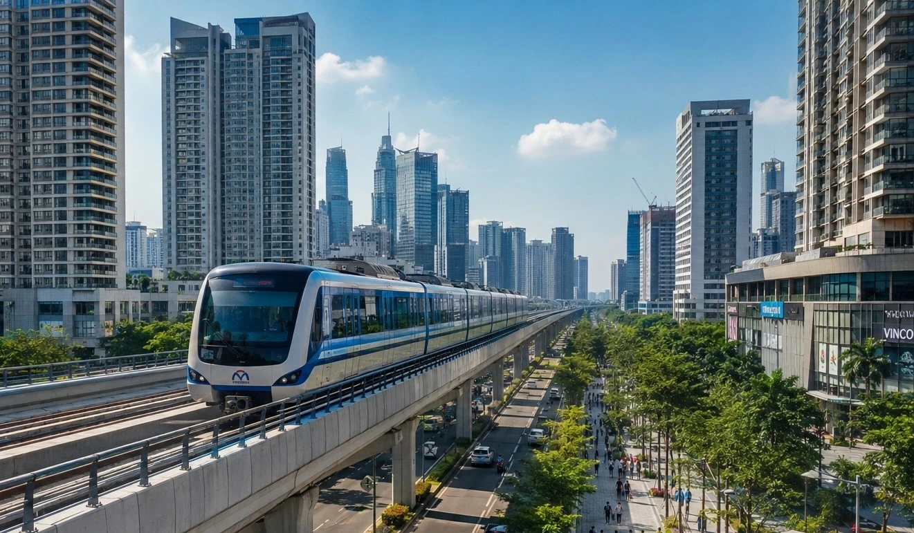 Phối cảnh tuyến đường sắt đô thị Thủ Thiêm - Long Thành. Phối cảnh tuyến đường sắt đô thị Thủ Thiêm - Long Thành.