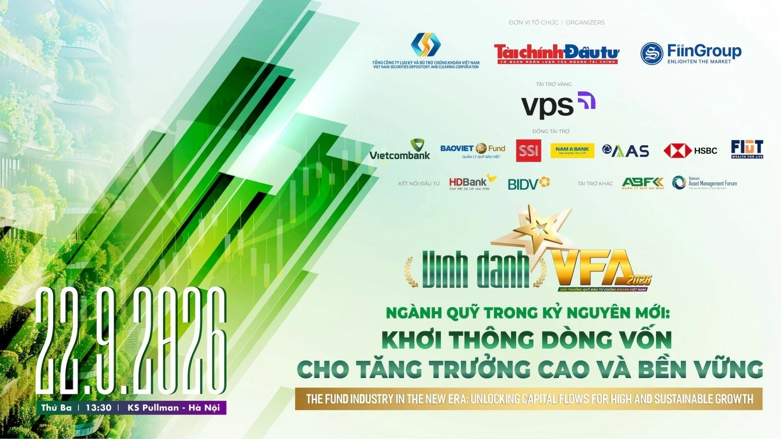 Ngày 22/9, diễn ra lễ trao Giải thưởng Quỹ đầu tư chứng khoán Việt Nam mùa đầu tiên - VFA 2026 Ngày 22/9, diễn ra lễ trao Giải thưởng Quỹ đầu tư chứng khoán Việt Nam mùa đầu tiên - VFA 2026