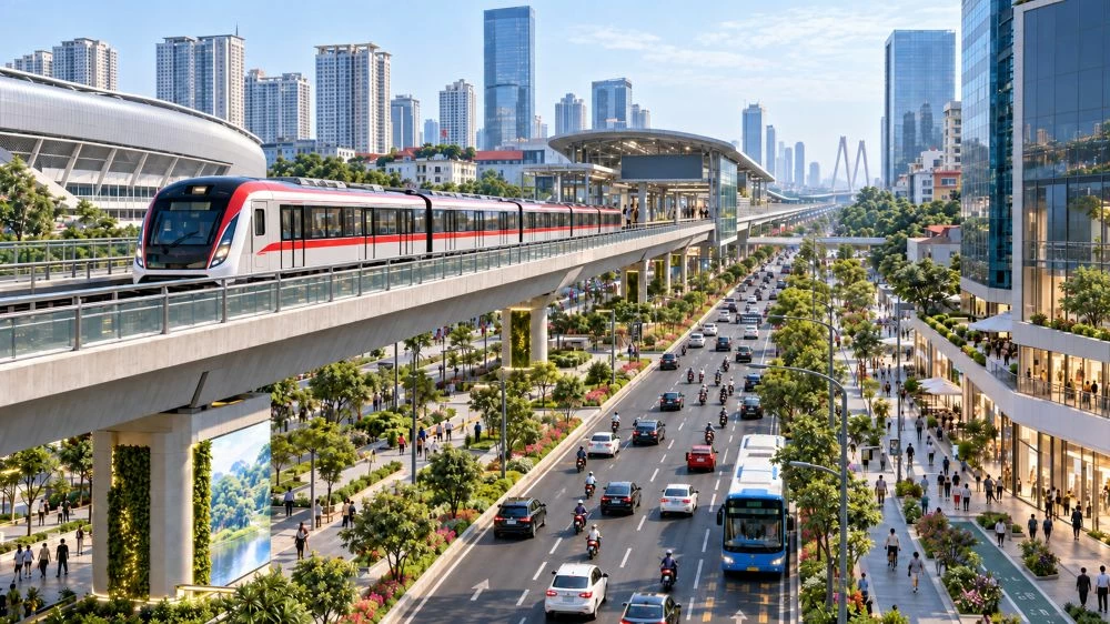 Phối cảnh tuyến đường sắt đô thị số 1: Khu liên hợp thể thao quốc tế Hùng Vương - Khu công nghiệp đường sắt - Ngọc Hồi - ga Hà Nội - Yên Viên - Khu đô thị đa mục tiêu Thư Lâm - sân bay Nội Bài. Phối cảnh tuyến đường sắt đô thị số 1: Khu liên hợp thể thao quốc tế Hùng Vương - Khu công nghiệp đường sắt - Ngọc Hồi - ga Hà Nội - Yên Viên - Khu đô thị đa mục tiêu Thư Lâm - sân bay Nội Bài.