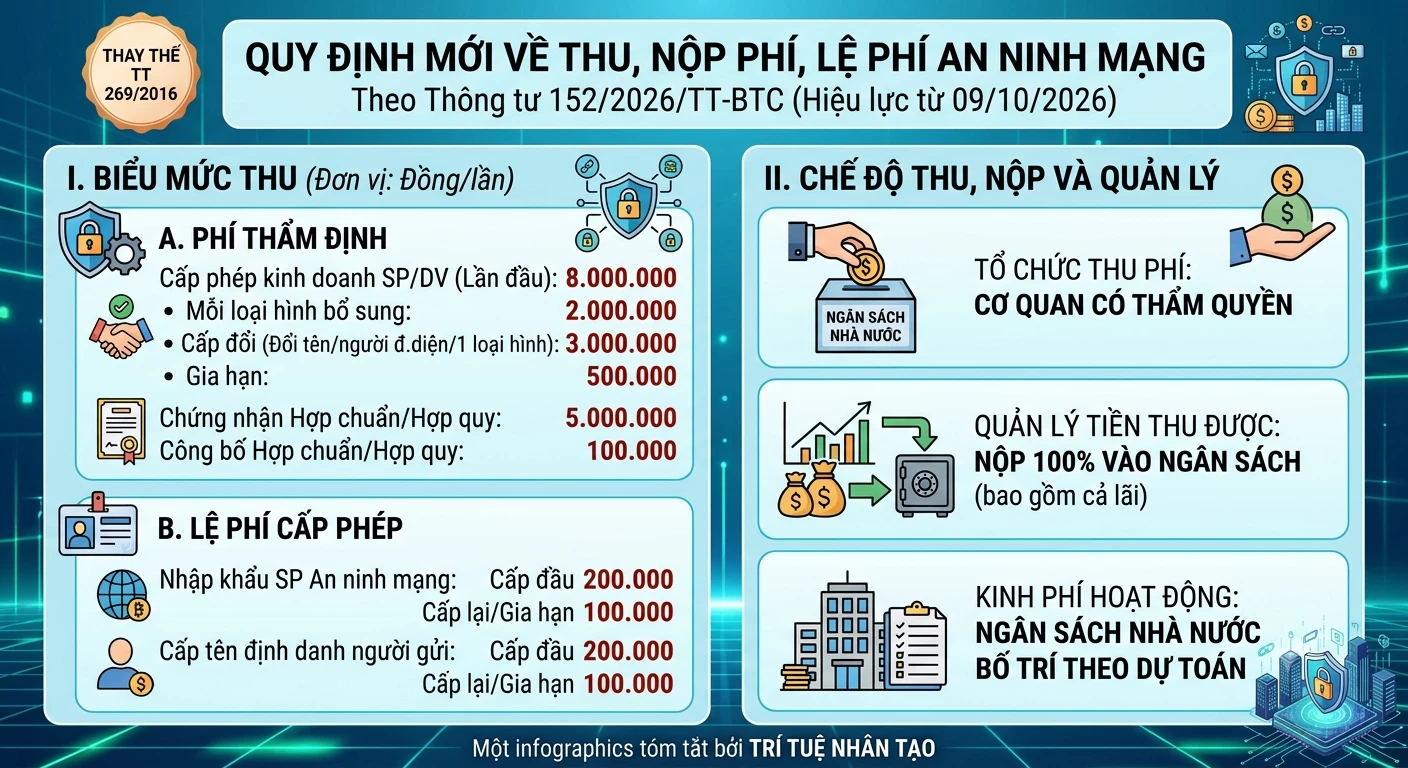 Quy định mới về chế độ thu, nộp phí và lệ phí thuộc lĩnh vực an ninh mạng Quy định mới về chế độ thu, nộp phí và lệ phí thuộc lĩnh vực an ninh mạng