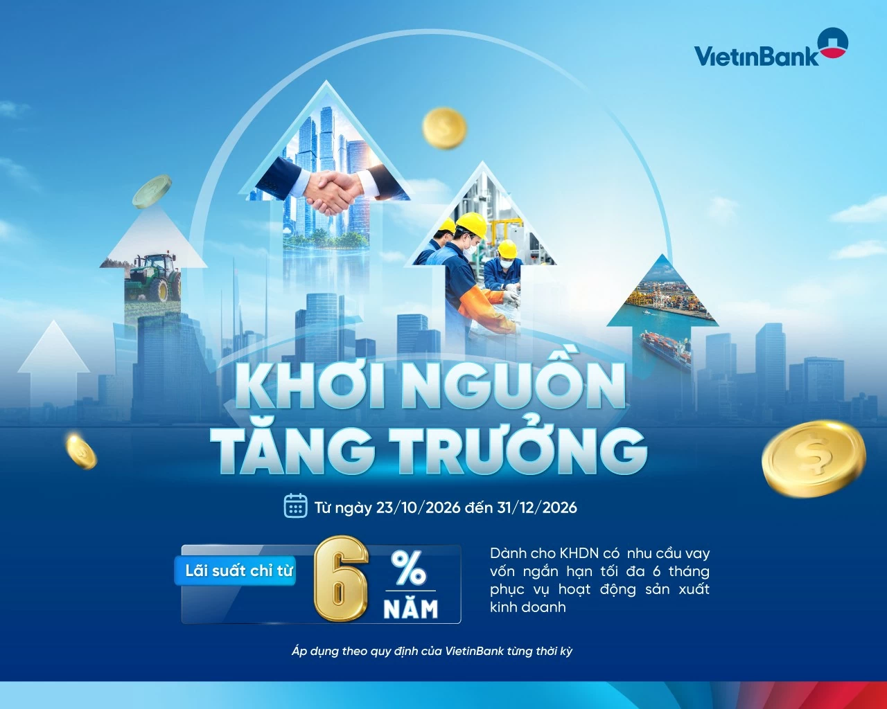 VietinBank triển khai chương trình “Khơi nguồn tăng trưởng”, lãi suất ưu đãi chỉ từ 6%/năm
