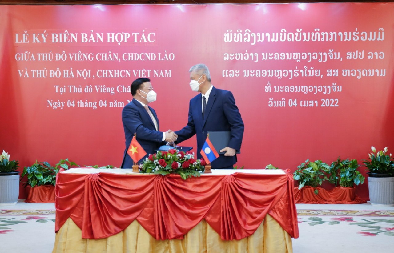 Thủ đô Hà Nội và Thủ đô Viêng Chăn (Lào) đẩy mạnh hợp tác trên nhiều lĩnh vực