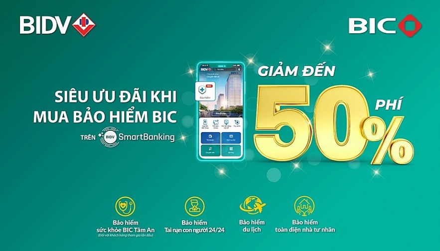 Ưu đãi tới 50% khi mua bảo hiểm BIC qua ứng dụng BIDV SmartBanking