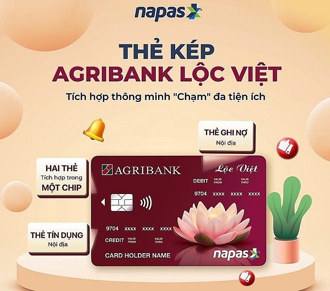 Thẻ kép Agribank Lộc Việt với nhiều ưu đãi cho người dùng.