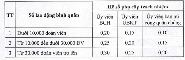 Từ 1/1/2023, áp dụng chế độ phụ cấp mới với cán bộ công đoàn các cấp  - Ảnh 2.