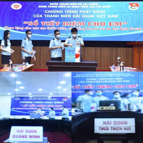 Thanh niên Hải quan các tỉnh, thành phố cùng tham gia quyên góp tại lễ phát động. Ảnh: Hồng Vân