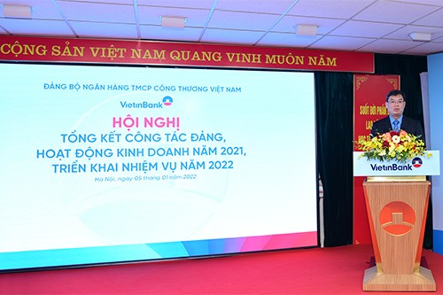 Đ/c Trần Minh Bình - Bí thư Đảng ủy, Chủ tịch HĐQT VietinBank phát biểu tại Hội nghị
