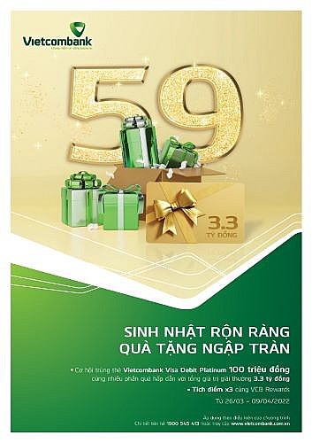 Vietcombank: Ưu đãi hấp dẫn dành cho khách hàng nhân dịp sinh nhật thứ 59