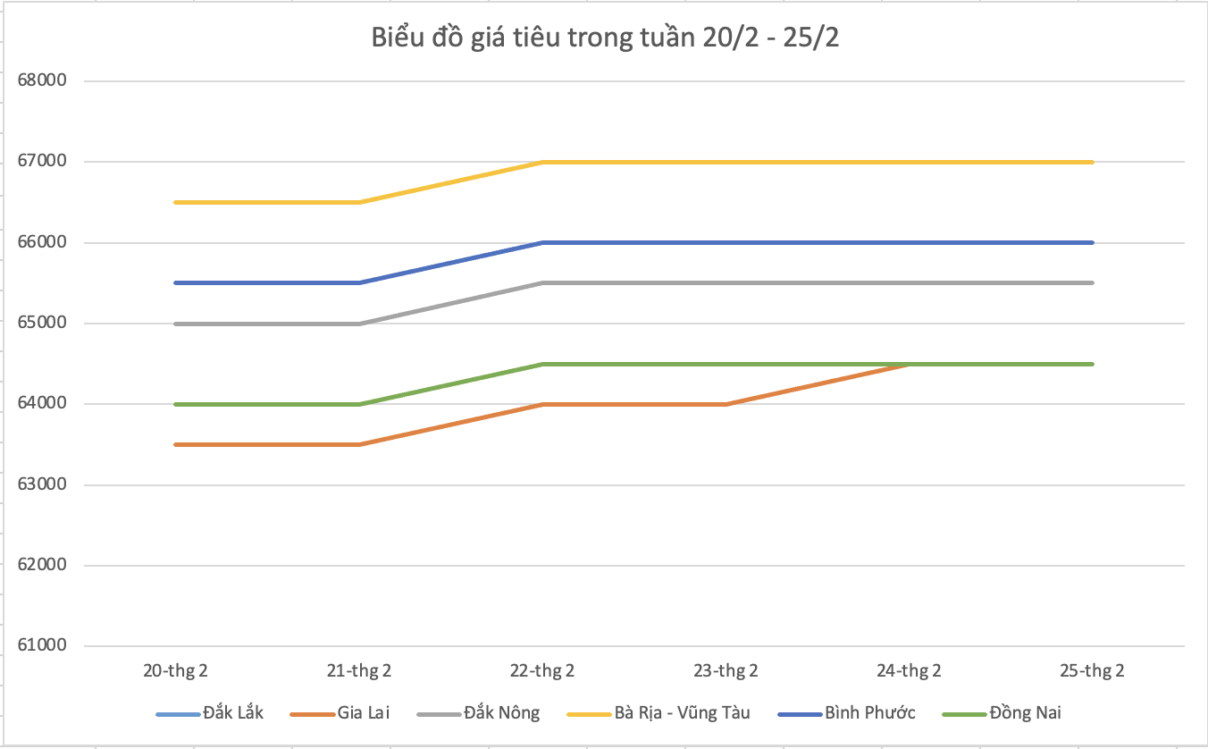 Ngày 26/2: Giá tiêu tăng 500 đến 1.000 đồng/kg, cà phê tăng gần 2.000 đồng/kg