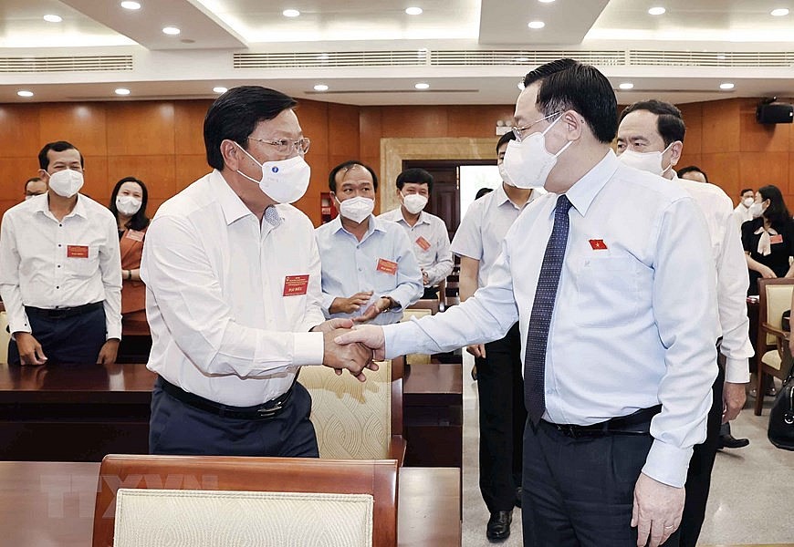Hình ảnh Chủ tịch Quốc hội Vương Đình Huệ chủ trì Hội nghị tổng kết công tác hội đồng nhân dân các tỉnh, thành phố khu vực phía Nam