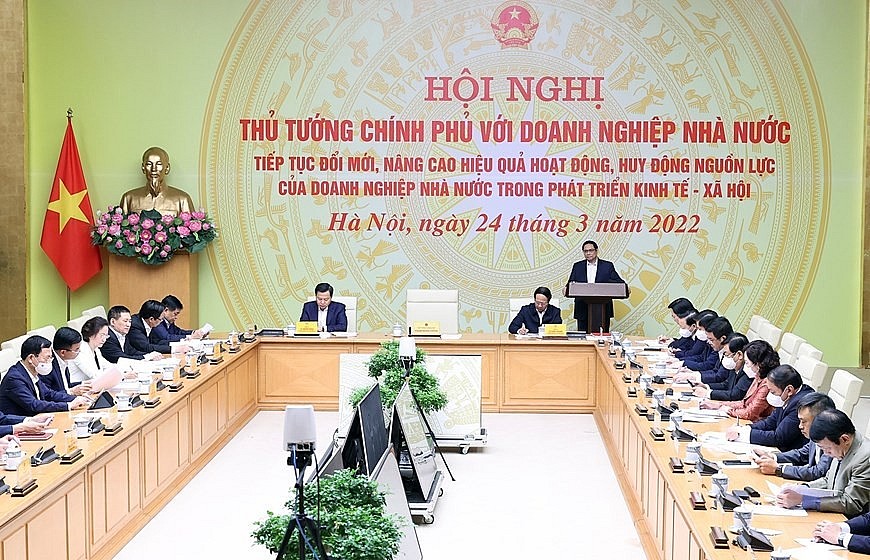 Hình ảnh Thủ tướng Phạm Minh Chính chủ trì hội nghị với doanh nghiệp nhà nước