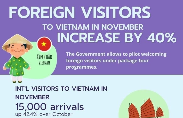 Foreign tourists to Vietnam up over 40 percent in November