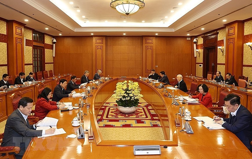 Chùm ảnh: Tổng Bí thư Nguyễn Phú Trọng chủ trì cuộc họp đánh giá công tác tổ chức Tết Nhâm Dần