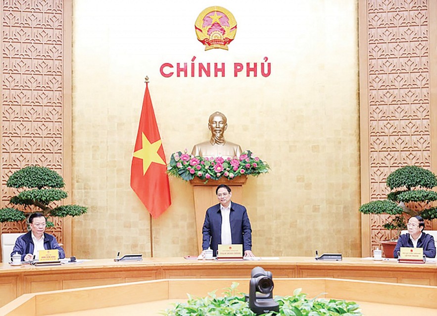 Thủ tướng Phạm Minh Chính chủ trì cuộc họp với lãnh đạo TP. Hà Nội ngày 18/1/2022 để triển khai các dự án đường vành đai 4. 