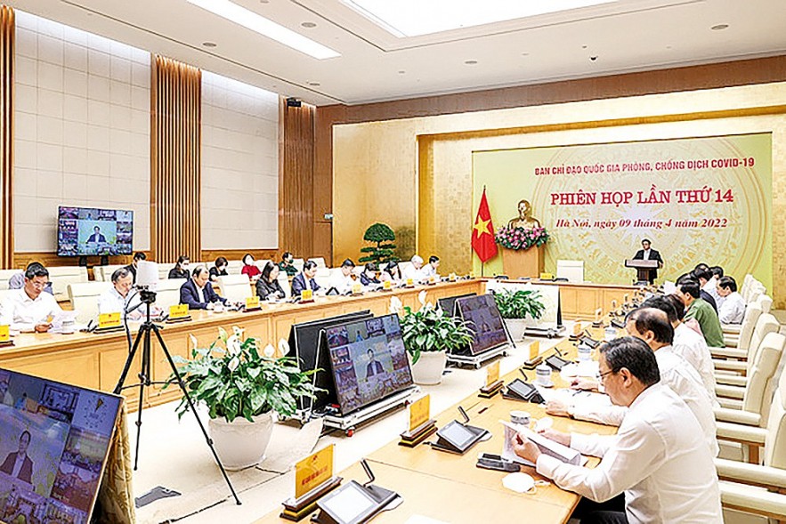 Thủ tướng Phạm Minh Chính chủ trì phiên họp 14 Ban Chỉ đạo Quốc gia phòng chống dịch Covid-19, ngày 9/4/2022.    
