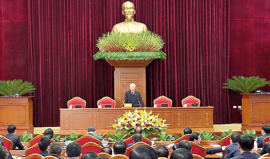 Tổng Bí thư Nguyễn Phú Trọng phát biểu khai mạc Hội nghị lần thứ năm Ban Chấp hành Trung ương, sáng 4/5/2022.