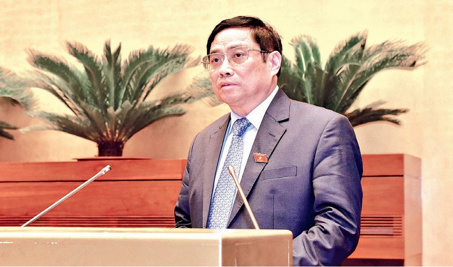 Thủ tướng Chính phủ Phạm Minh Chính báo cáo trước Quốc hội tại phiên khai mạc Kỳ họp thứ 2, ngày 20/10/2021.