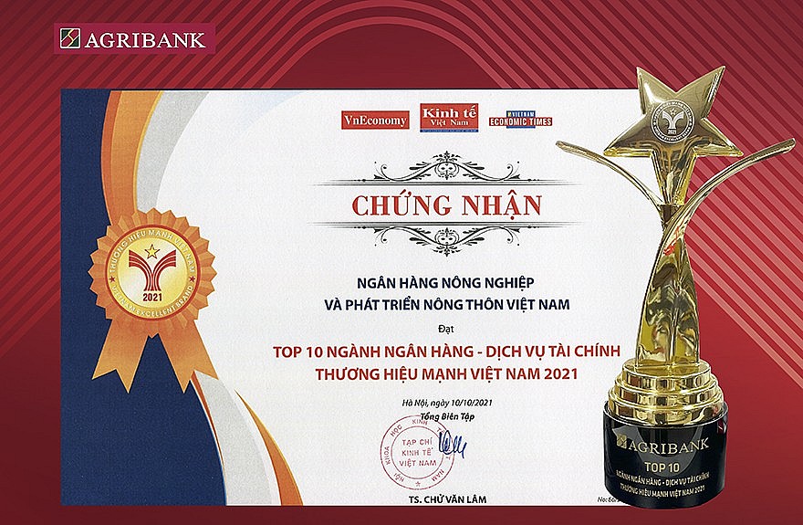 Agribank – TOP10 Thương hiệu mạnh Việt Nam lĩnh vực tài chính - ngân hàng năm 2021