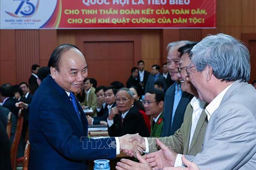 Chùm ảnh: Thủ tướng dự gặp mặt kỷ niệm 75 năm Ngày Tổng Tuyển cử đầu tiên bầu Quốc hội Việt Nam
