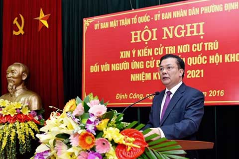 100% cử tri Định Công giới thiệu Bộ trưởng Đinh Tiến Dũng ứng cử ĐB QH khóa XIV