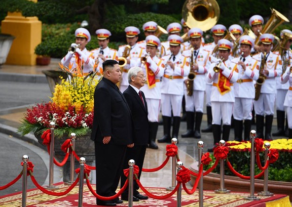 Tổng Bí thư, Chủ tịch nước Nguyễn Phú Trọng đón, hội đàm với Chủ tịch Kim Jong