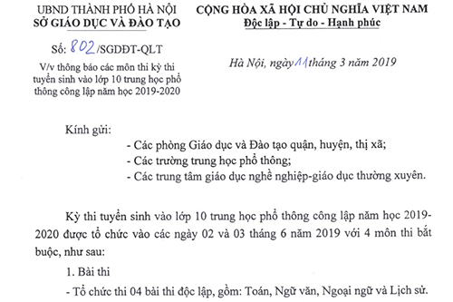 Hà Nội chọn Lịch sử là môn thi bắt buộc thứ tư vào lớp 10