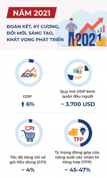 Infographics: Năm 2021 - Đoàn kết, kỷ cương, đổi mới, sáng tạo, khát vọng phát triển