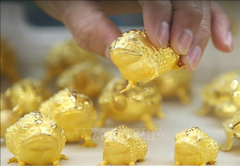 Vàng được bày bán tại sở giao dịch vàng ở Seoul, Hàn Quốc, ngày 19/2/2021.