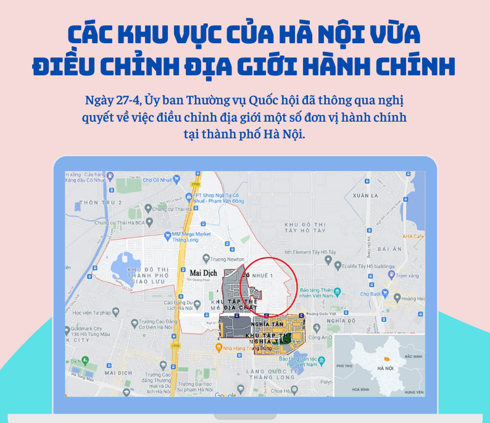 Các khu vực của Hà Nội vừa được điều chỉnh địa giới hành chính