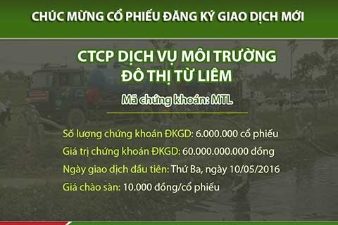 Công ty Dịch vụ Môi trường Từ Liêm chào sàn UPCoM