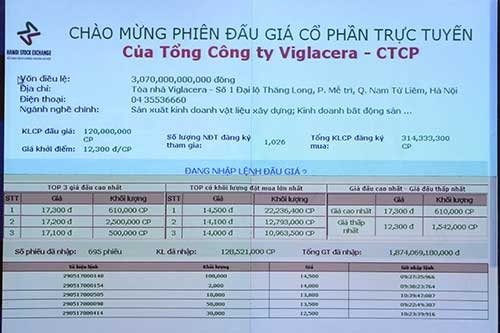 Phiên đấu giá của Viglacera: Lập kỷ lục về nhà đầu tư tham gia
