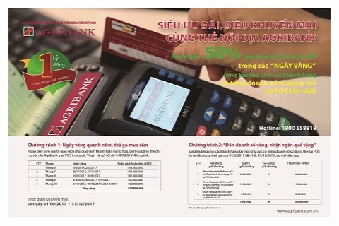 Agribank khuyến mại đặc biệt cho chủ thẻ ghi nợ nội địa