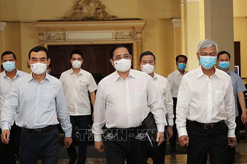 Thủ tướng Phạm Minh Chính đến dự buổi làm việc với lãnh đạo chủ chốt TP Hồ Chí Minh