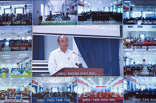 Chủ tịch nước Nguyễn Xuân Phúc trình bày Chương trình hành động tại hội nghị trực tuyến