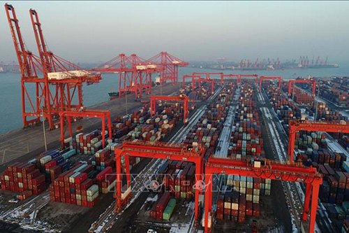 Vận chuyển hàng hóa tại cảng Tangshan, tỉnh Hà Bắc, Trung Quốc.