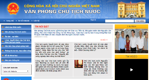 Khai trương trang thông tin điện tử Văn phòng Chủ tịch nước