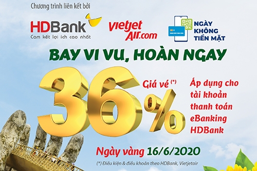 thanh toan ngay hoan tien bay cung hdbank