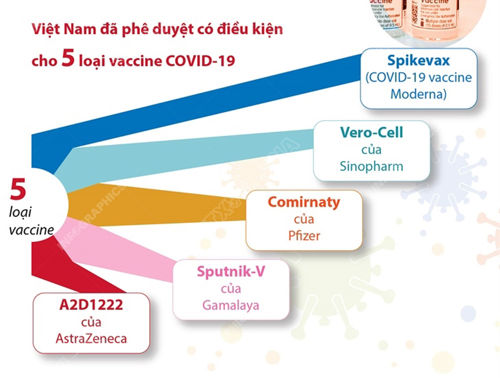 5 loại vaccine COVID-19 được cấp phép sử dụng khẩn cấp tại Việt Nam