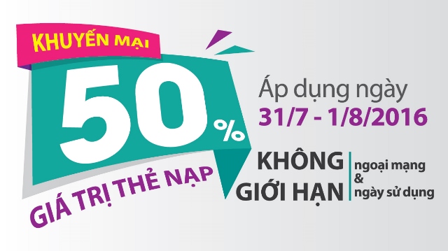 Từ hôm nay, Viettel khuyến mại 50% mệnh giá thẻ nạp