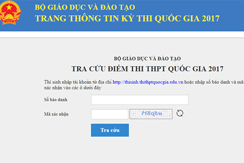 Hướng dẫn tra cứu điểm thi THPT quốc gia năm 2017