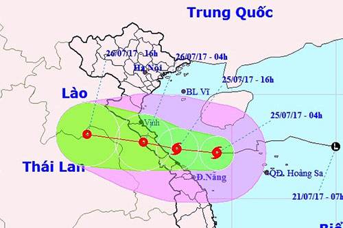 Tối nay (25/7), bão số 4 đi vào Hà Tĩnh - Quảng Trị