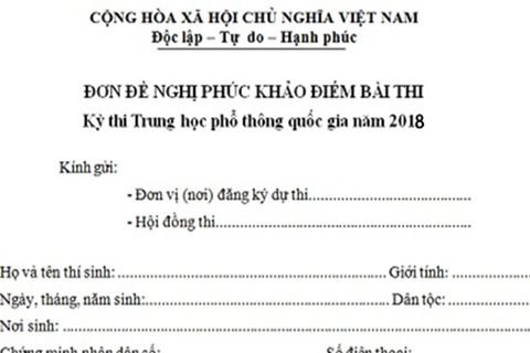 Hướng dẫn thủ tục phúc khảo bài thi THPT Quốc gia