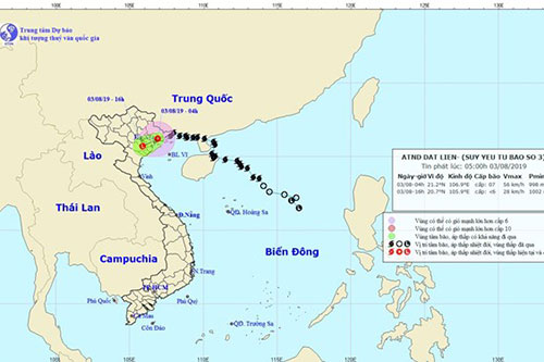 Bão số 3 đi vào phía Bắc tỉnh Quảng Ninh và suy yếu thành áp thấp nhiệt đới