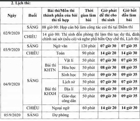 Lịch thi