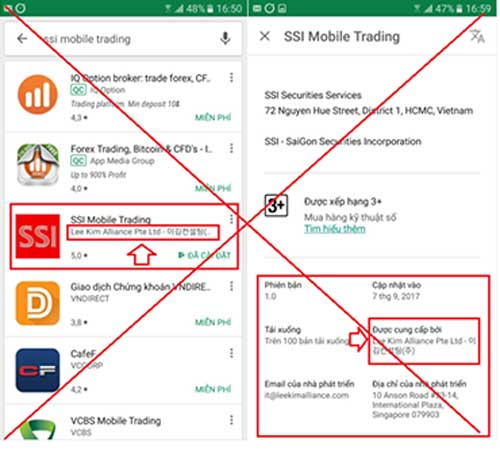 SSI cảnh báo hiện tượng giả mạo ứng dụng để lấy thông tin khách hàng
