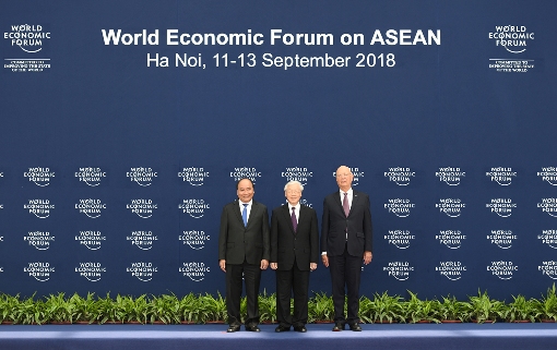 Chùm ảnh: Thủ tướng chủ trì lễ đón các trưởng đoàn dự WEF ASEAN 2018